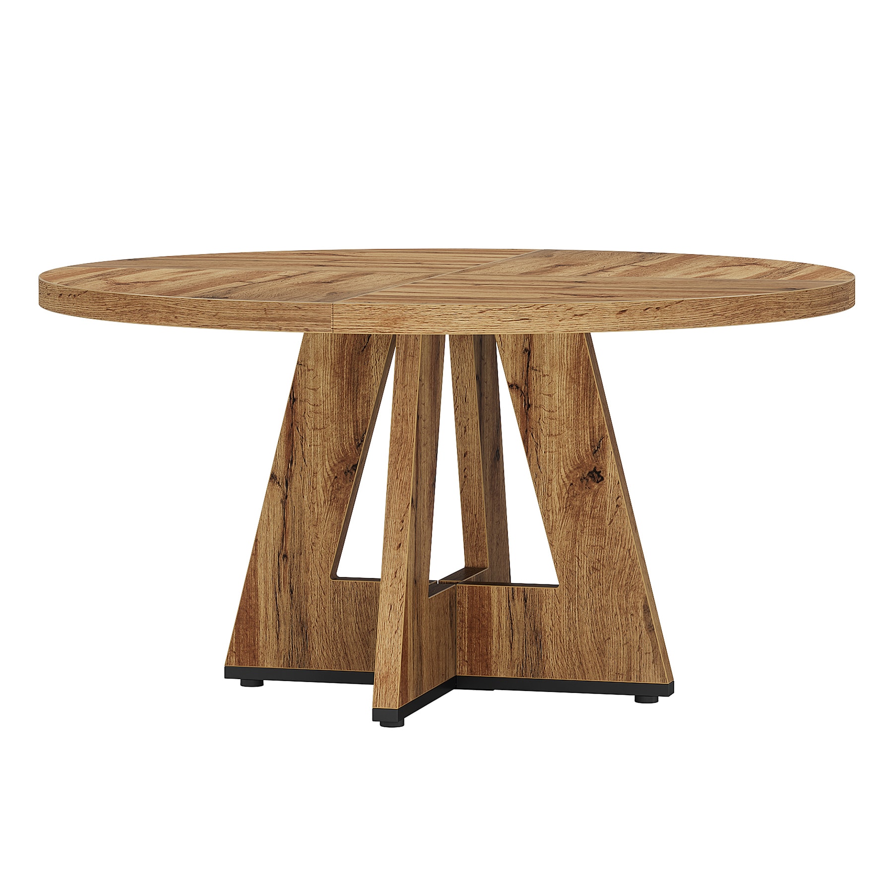 Round Dining Table For 4, 47" Wooden Kitchen Table Farmhouse Dinner Table_voghion.com